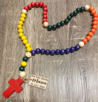  Personalised Large Kids Wooden Rosary Beads 