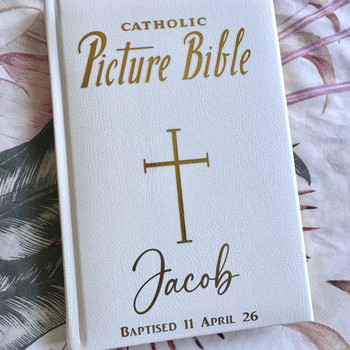  Personalised Catholic Picture Bible - White or Red 