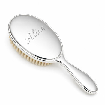  Silver Plated Comb and Brush Set - Personalised Christening Gift 