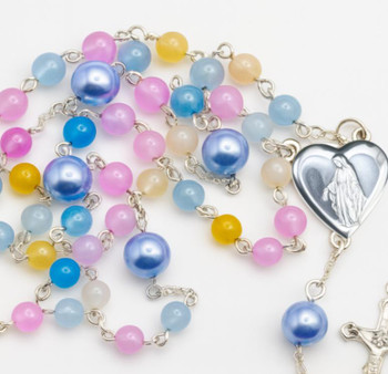 Crystal Faith Collection Personalised Morganite and Swarovski Rosary Beads  Crystal Faith Collection Personalised Morganite and Swarovski Rosary Beads