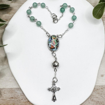 Crystal Faith Collection Guardian Angel Green Aventurine Car Rosary Beads 