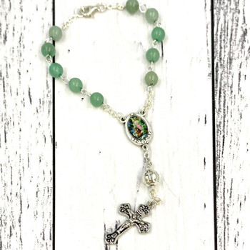 Crystal Faith Collection Guardian Angel Green Aventurine Car Rosary Beads 