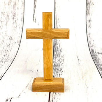  Olive Wood Standing Cross - 10cm 