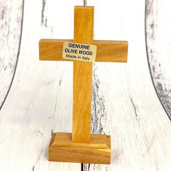  Olive Wood Standing Cross - 10cm 