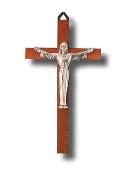 17cm Walnut and brass Wood Wall Crucifix   17cm Walnut and brass Wood Wall Crucifix