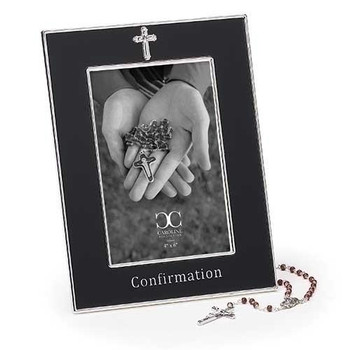  8" Confirmation Frame With Rosary Beads - Confirmation Photo Frame 