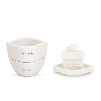  Noah's Ark Ceramic First Tooth and Curl Keepsake Trinket Boxes 