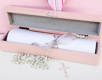 buy christening certificate holder pink