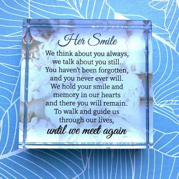 'His/Her Smile' Glass Plaque- Sympathy Gift   'His/Her Smile' Glass Plaque- Sympathy Gift