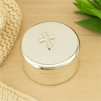  Silver Cross Trinket Box  - engravable 
