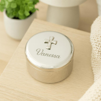  Silver Cross Trinket Box  - engravable 