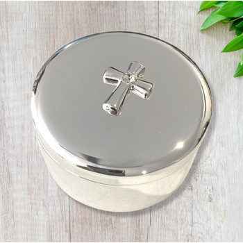  Silver Cross Trinket Box  - engravable 