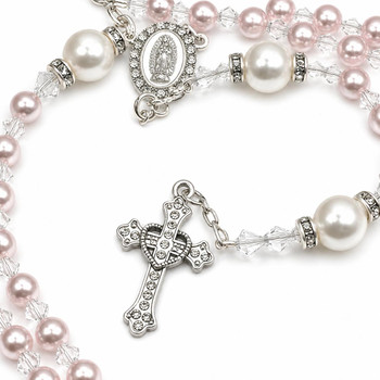 Crystal Faith Collection Swarovski 'Divine' Crystal & Pearl Rosary Beads ✝ Handmade Baptism & Communion Gift 