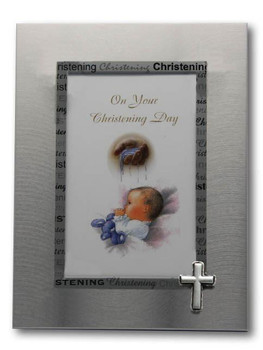 Brushed Silver Christening Photo Frame - Christening Gifts 