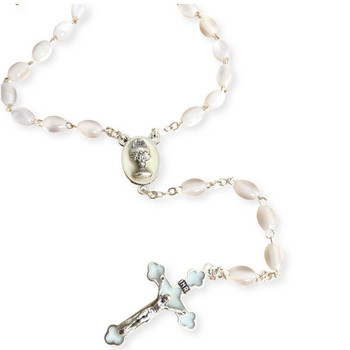  Imitation Mother of Pearl Communion Rosary Beads 