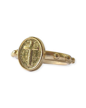  Gold-toned Cross rosary ring 