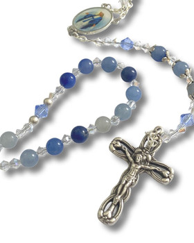 Crystal Faith Collection Swarovski and Sodalite Exclusive Our Lady of Grace Rosary Beads 