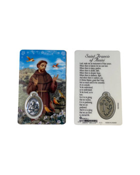  Saint Francis Laminated Holy Card with Medal 