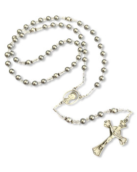  'Salvation' Silver Swarovski Pearl Rosary 