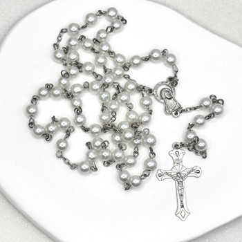 buy white rosary beads for christening