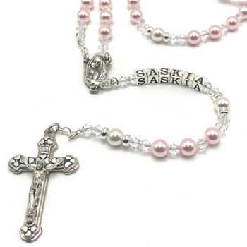  Swarovski Pearl Catholic Rosaline Personalised Rosary Beads 
