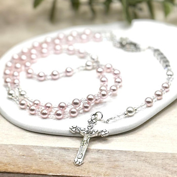  Swarovski Pearl Catholic Rosaline Personalised Rosary Beads 