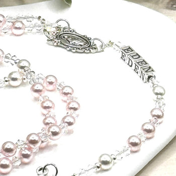  Swarovski Pearl Catholic Rosaline Personalised Rosary Beads 