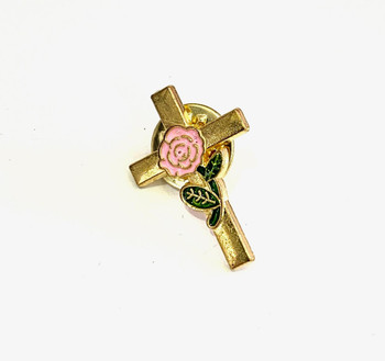  Pink Rose Gold Cross Lapel Pin 