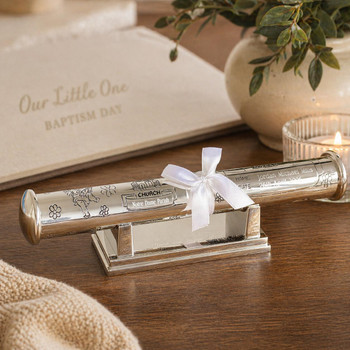  Silver-plated Christening Certificate Holder with Stand 