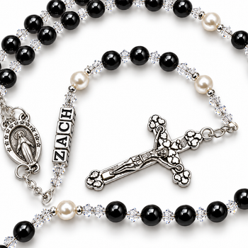 Crystal Faith Collection Mystic Black Personalised Swarovski Rosary Beads 