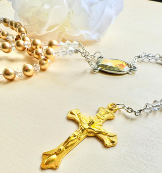 Crystal Faith Collection Gold Hematite Personalised Swarovski Rosary Beads  Crystal Faith Collection Gold Hematite Personalised Swarovski Rosary Beads