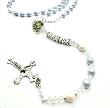Crystal Faith Collection Guardian Angel Personalised Swarovski Rosary Beads ✝ Custom Baptism & Communion Gift 