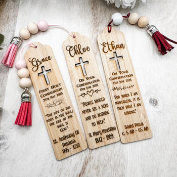  Personalised Saint Bookmark – Custom Confirmation Gift for Boys & Girls 