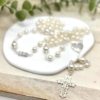 Crystal Faith Collection Personalised Swarovski Crystal and Freshwater Pearl Rosary Beads 