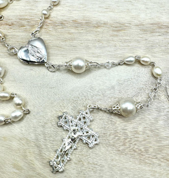 Crystal Faith Collection Personalised Swarovski Crystal and Freshwater Pearl Rosary Beads 