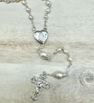 Crystal Faith Collection Personalised Swarovski Crystal and Freshwater Pearl Rosary Beads 