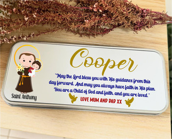  Personalised Saint Pencil Tin - Personalised Gift for Communion or Confirmation 