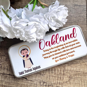  Personalised Saint Pencil Tin - Personalised Gift for Communion or Confirmation 