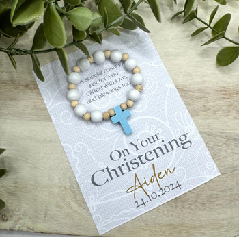  Personalised Wooden One‑Decade Rosary Beads ✝ Custom Christening Gift 