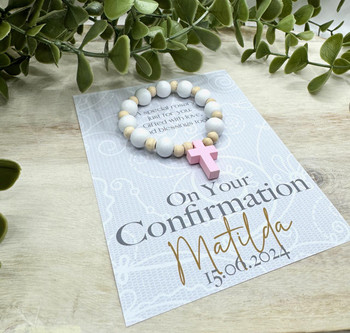  Personalised Confirmation Wooden One Decade Rosary Beads 
