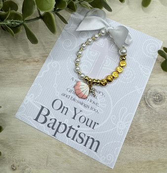  Personalised Baptism Faux Pearl One Decade Rosary Beads 