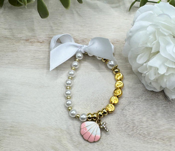  Personalised Baptism Faux Pearl One Decade Rosary Beads 