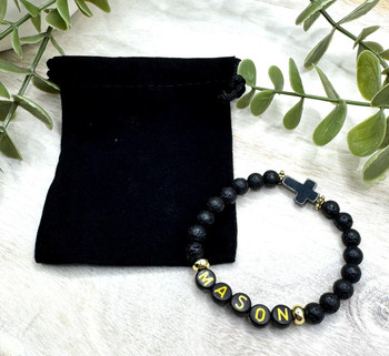  Black Lava Stone Personalised Bracelet 