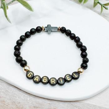  Black Lava Stone Personalised Bracelet 
