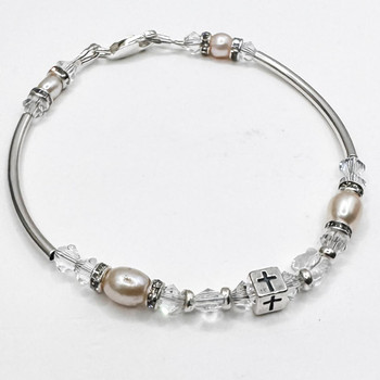 'Stella' Christian Bracelet ✝ Swarovski & Sterling Silver Christening Bracelet for Girls   'Stella' Christian Bracelet ✝ Swarovski & Sterling Silver Christening Bracelet for Girls