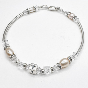 'Stella' Christian Bracelet ✝ Swarovski & Sterling Silver Christening Bracelet for Girls   'Stella' Christian Bracelet ✝ Swarovski & Sterling Silver Christening Bracelet for Girls