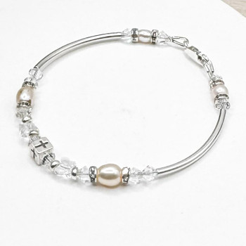 'Stella' Christian Bracelet ✝ Swarovski & Sterling Silver Christening Bracelet for Girls   'Stella' Christian Bracelet ✝ Swarovski & Sterling Silver Christening Bracelet for Girls