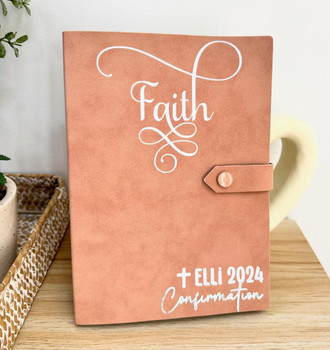 Faith Notebook for Confirmation or Communion - Pink   Faith Notebook for Confirmation or Communion - Pink