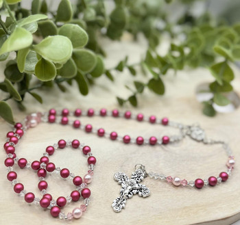 Crystal Faith Collection ‘Rose of Mary’ Personalised Swarovski Rosary Beads ✝ Custom Baptism or Communion Gift 