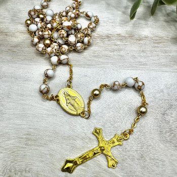 Crystal Faith Collection White and Gold Personalised Rosary Beads Australia  Crystal Faith Collection White and Gold Personalised Rosary Beads Australia